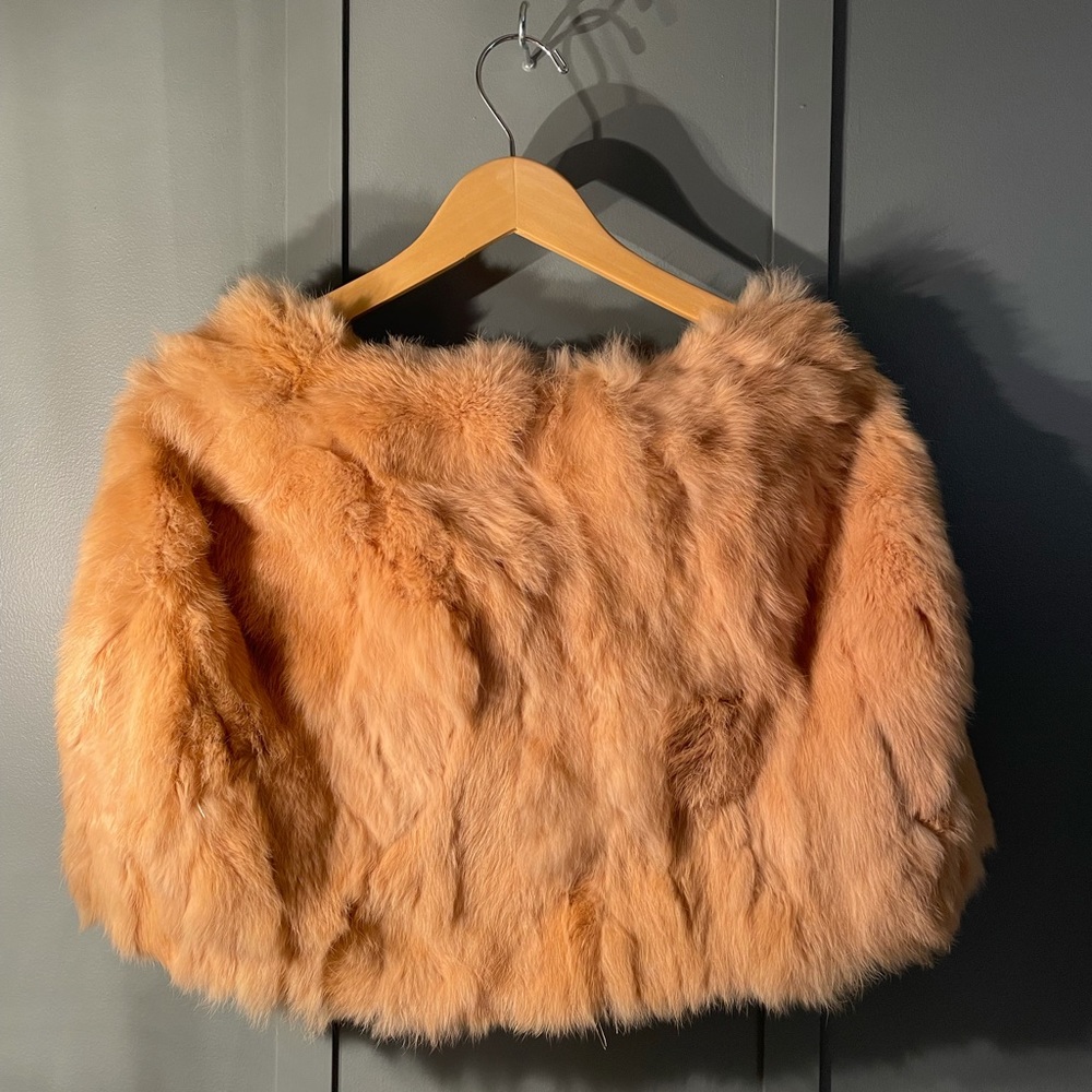 Beige Rabbit Fur Shrug - Picture 3 of 3